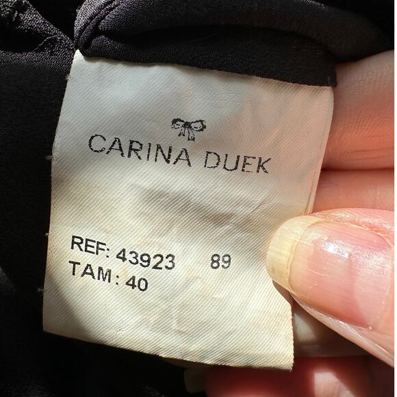 Carina Duek Black Peach Polka Dot Heart Vneck Tiered Ruffle Mini 40 / S - Picture 8 of 11